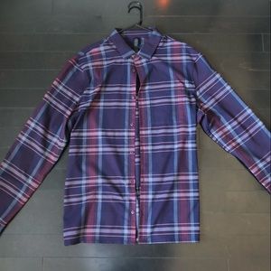 Lululemon Men’s Plaid long sleeve button up | purple | size XL